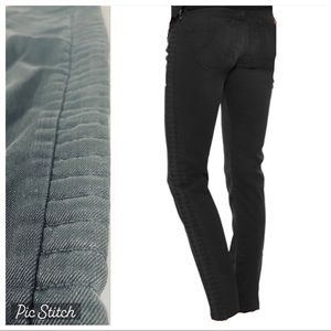 Faded black moto/biker jeans with cool quilted detail